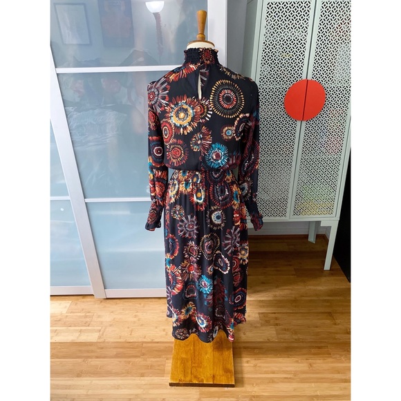 NWOT Nanette Lepore Smocked Printed High Low Dress - Picture 2 of 8